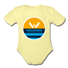 Load image into Gallery viewer, WHS x MKE Flag Organic Short Sleeve Baby Bodysuit - washed yellow