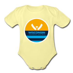WHS x MKE Flag Organic Short Sleeve Baby Bodysuit - washed yellow