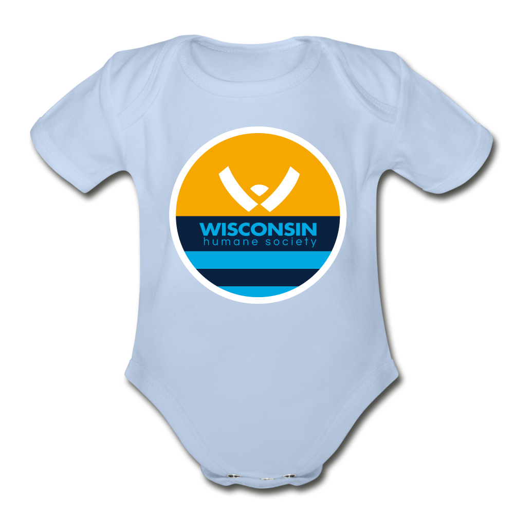 WHS x MKE Flag Organic Short Sleeve Baby Bodysuit - sky