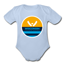 Load image into Gallery viewer, WHS x MKE Flag Organic Short Sleeve Baby Bodysuit - sky
