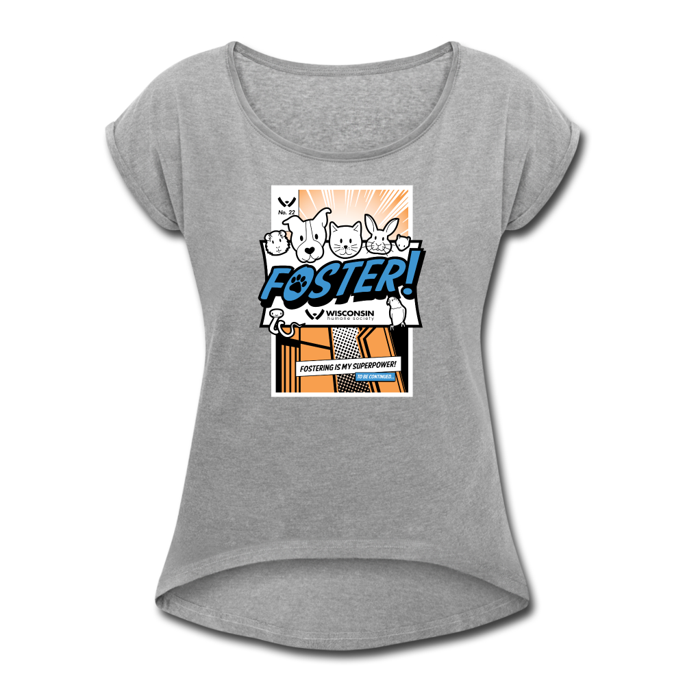 Foster Comic Roll Cuff T-Shirt - heather gray