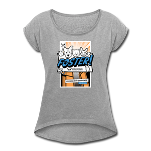 Foster Comic Roll Cuff T-Shirt - heather gray