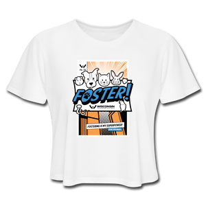 Foster Comic Cropped T-Shirt - white