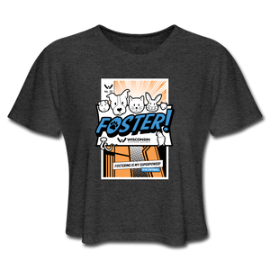 Foster Comic Cropped T-Shirt - deep heather