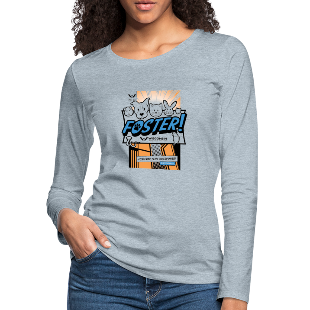 Foster Comic Contoured Premium Long Sleeve T-Shirt - heather ice blue