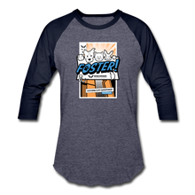 Load image into Gallery viewer, Foster Comic Baseball T-Shirt - heather blue/navy