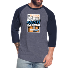 Load image into Gallery viewer, Foster Comic Baseball T-Shirt - heather blue/navy