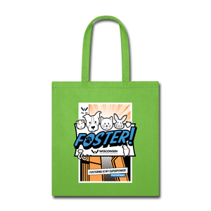 Foster Comic Tote Bag - lime green