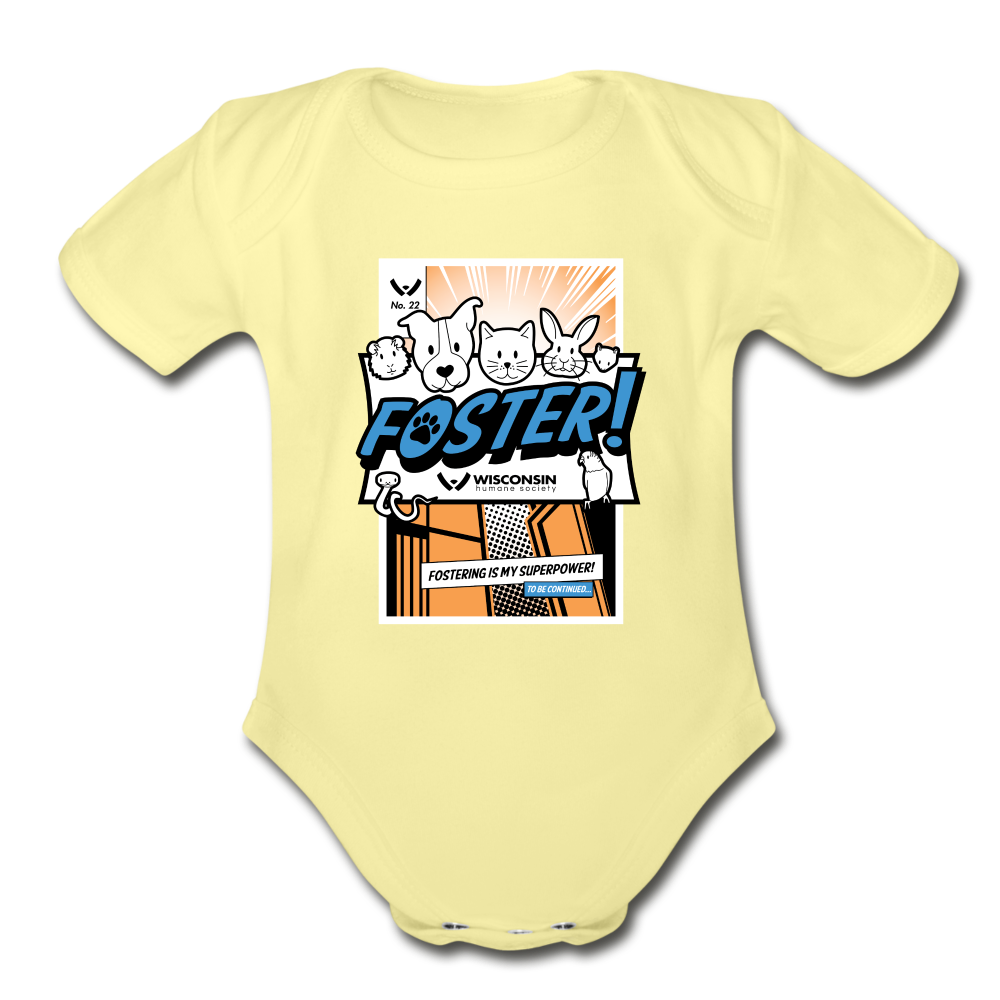
                  
                    Foster Comic Organic Short Sleeve Baby Bodysuit - washed yellow
                  
                