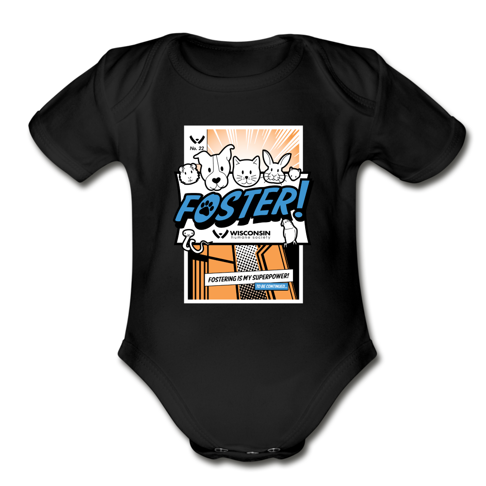 
                  
                    Foster Comic Organic Short Sleeve Baby Bodysuit - black
                  
                