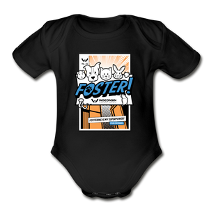Foster Comic Organic Short Sleeve Baby Bodysuit - black