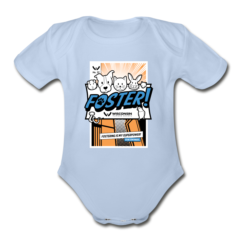 
                  
                    Foster Comic Organic Short Sleeve Baby Bodysuit - sky
                  
                
