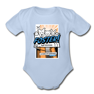 Foster Comic Organic Short Sleeve Baby Bodysuit - sky