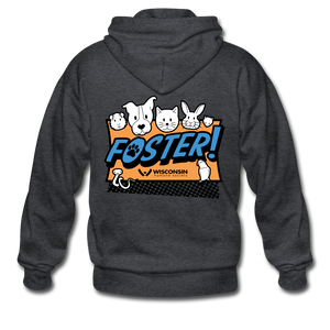 Foster Logo Heavy Blend Adult Zip Hoodie - deep heather