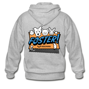 Foster Logo Heavy Blend Adult Zip Hoodie - heather gray