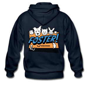 Foster Logo Heavy Blend Adult Zip Hoodie - navy
