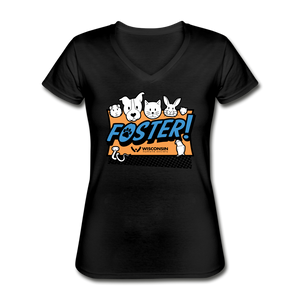 Foster Logo Contoured V-Neck T-Shirt - black