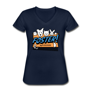 Foster Logo Contoured V-Neck T-Shirt - navy