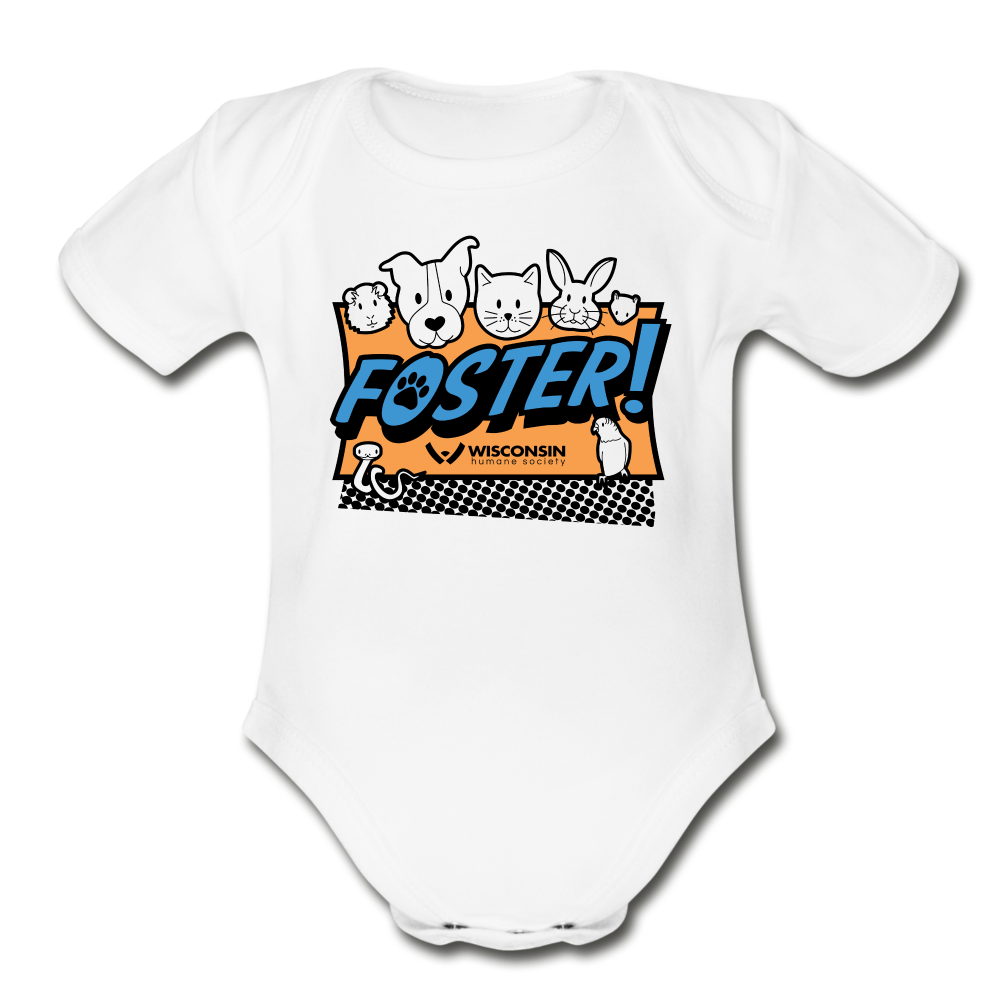 
                  
                    Foster Logo Organic Short Sleeve Baby Bodysuit - white
                  
                