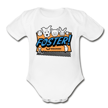 Load image into Gallery viewer, Foster Logo Organic Short Sleeve Baby Bodysuit - white