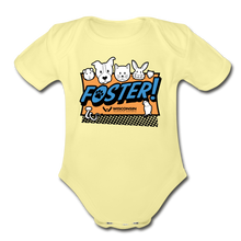 Load image into Gallery viewer, Foster Logo Organic Short Sleeve Baby Bodysuit - washed yellow