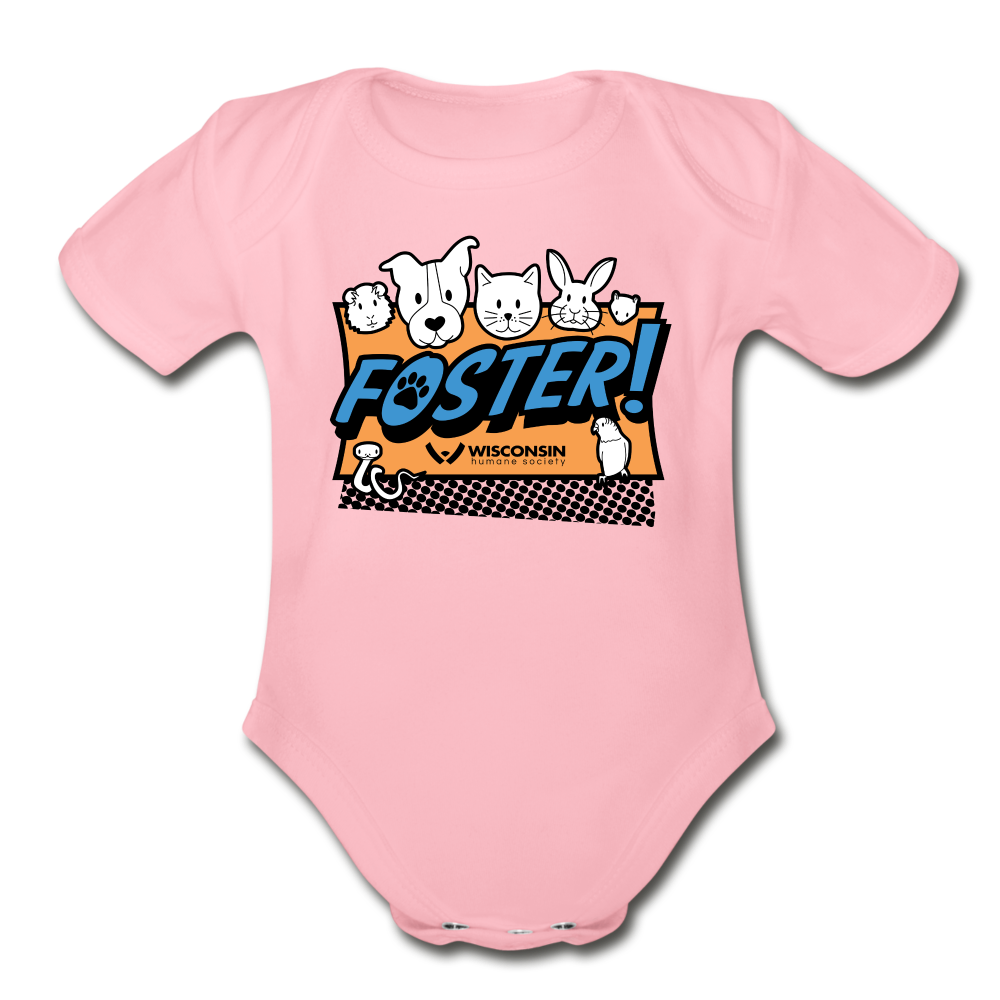 
                  
                    Foster Logo Organic Short Sleeve Baby Bodysuit - light pink
                  
                