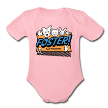 Load image into Gallery viewer, Foster Logo Organic Short Sleeve Baby Bodysuit - light pink