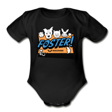 Load image into Gallery viewer, Foster Logo Organic Short Sleeve Baby Bodysuit - black