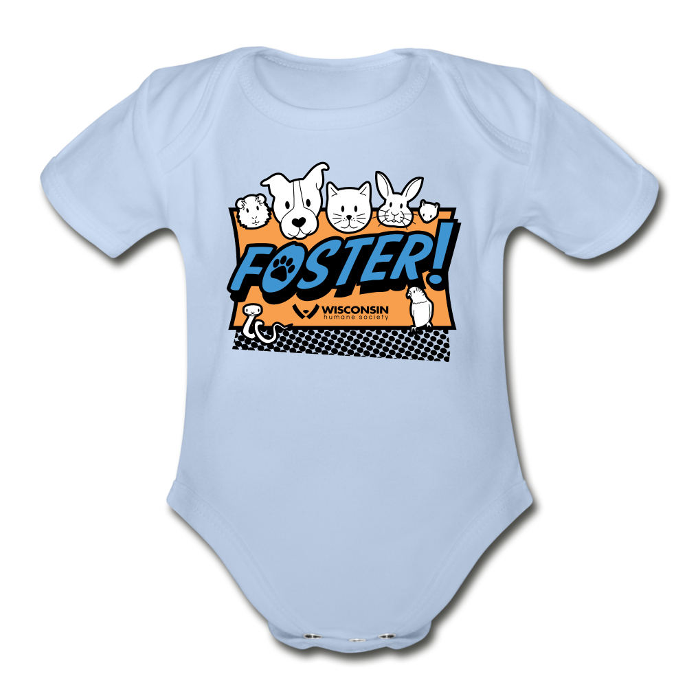 
                  
                    Foster Logo Organic Short Sleeve Baby Bodysuit - sky
                  
                