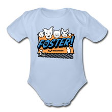 Load image into Gallery viewer, Foster Logo Organic Short Sleeve Baby Bodysuit - sky