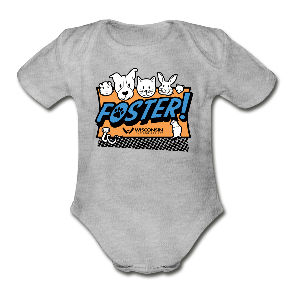 
                  
                    Foster Logo Organic Short Sleeve Baby Bodysuit - heather grey
                  
                