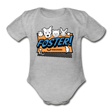 Load image into Gallery viewer, Foster Logo Organic Short Sleeve Baby Bodysuit - heather grey
