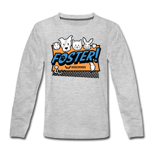 Foster Logo Kids' Premium Long Sleeve T-Shirt - heather gray