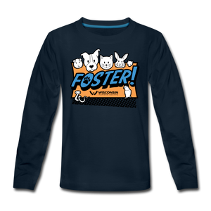 Foster Logo Kids' Premium Long Sleeve T-Shirt - deep navy