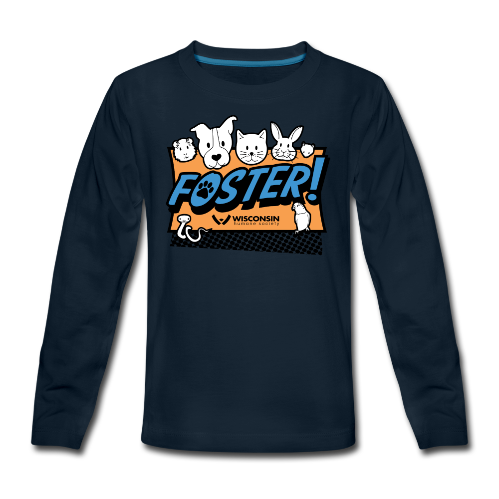 Foster Logo Kids' Premium Long Sleeve T-Shirt - deep navy