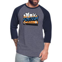 Load image into Gallery viewer, Foster Logo Baseball T-Shirt - heather blue/navy