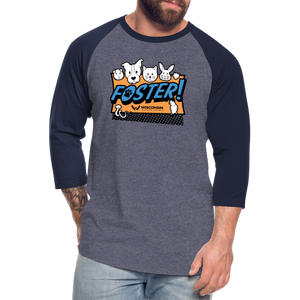 Foster Logo Baseball T-Shirt - heather blue/navy