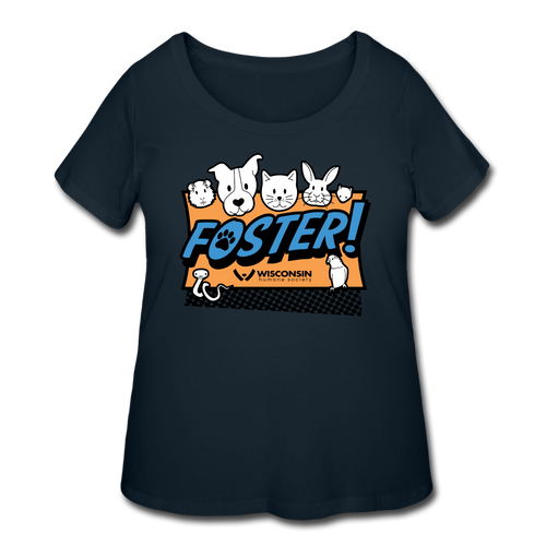 Foster Logo Curvy T-Shirt - navy
