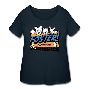 Foster Logo Curvy T-Shirt - navy