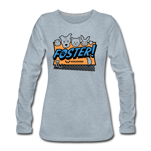 Foster Logo Contoured Premium Long Sleeve T-Shirt - heather ice blue