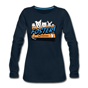 Foster Logo Contoured Premium Long Sleeve T-Shirt - deep navy