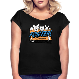 Foster Logo Roll Cuff T-Shirt - black