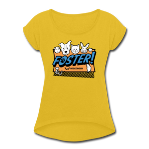 Foster Logo Roll Cuff T-Shirt - mustard yellow