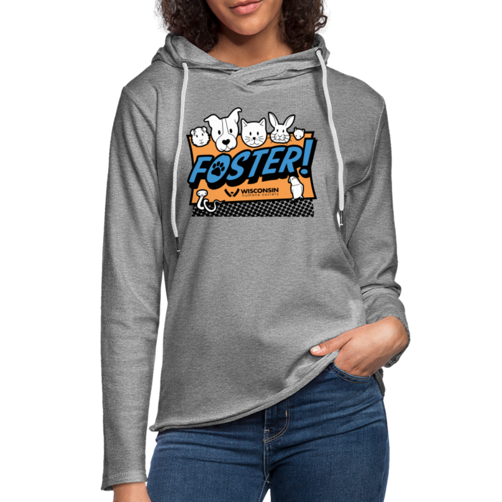 Foster Logo Lightweight Terry Hoodie - heather gray