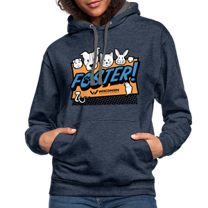 Foster Logo Contrast Hoodie - indigo heather/asphalt