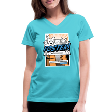 Load image into Gallery viewer, Foster Comic Contoured V-Neck T-Shirt - aqua