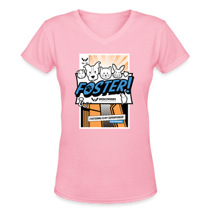 Foster Comic Contoured V-Neck T-Shirt - pink