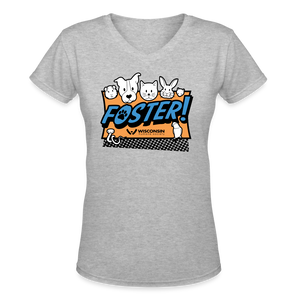 Foster Logo Contoured V-Neck T-Shirt - gray