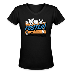 Foster Logo Contoured V-Neck T-Shirt - black