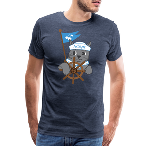 Door County Sailor Cat Classic Premium T-Shirt - heather blue